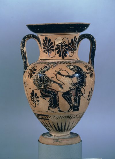 Attic black-figure amphora depicting Orpheus playing his lyre to Athena by Greek